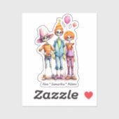 Sticker Adorable Pastel Zombie Trio - Jolie Halloween (3) (Feuille)