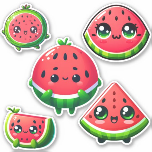 Sticker adorable pastèque kawaii (Devant)