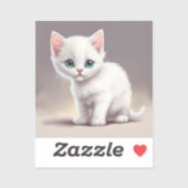 Sticker adorable petit chaton blanc (Feuille)