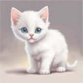 Sticker adorable petit chaton blanc (Recto)