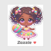 Sticker adorable petite fille avec lollipop (Feuille)
