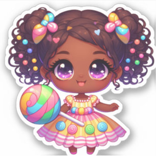 Sticker adorable petite fille avec lollipop