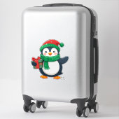 Sticker Adorable pingouin habillé pour Noël (Sur valise)