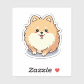 Sticker Adorable Poméranien, Kawaii Bubbly Charme, Petit (Feuille)
