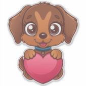 Sticker Adorable Puppy German Shepard with Heart (Devant)