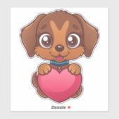 Sticker Adorable Puppy German Shepard with Heart (Feuille)