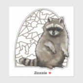 Sticker Adorable Raccoon en verre tendu (Feuille)