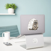 Sticker Adorable Raccoon en verre tendu (Ordinateur portable sur le bureau)