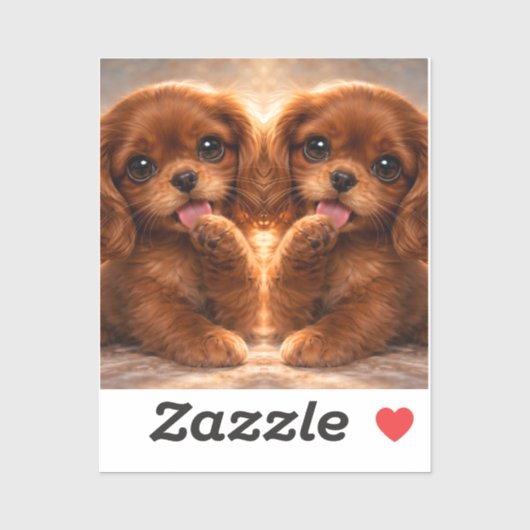 Sticker Adorable Ruby Cavalier Spaniel (Feuille)