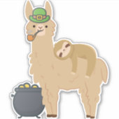 Sticker Adorable Sloth Se détendre sur une Llama Célébrant (Devant)