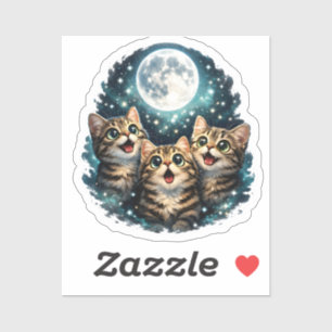 Sticker Adorables chatons qui miaulent & Pleine lune Autoc