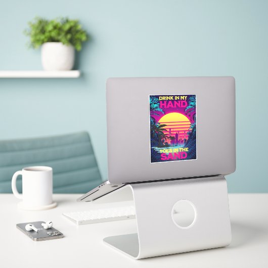 Sticker Adorables Synthwave/Vaporwave Retro 80s (Ordinateur portable sur le bureau)