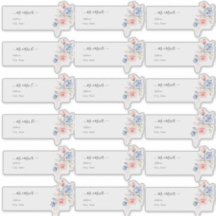 Sticker Adresse client transparente Blush Blue H2 Fleurs