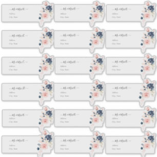 Sticker Adresse client transparente Blush Navy H2 Flowers