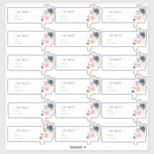 Sticker Adresse client transparente Blush Navy H2 Flowers (Feuille)
