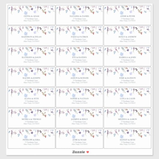 Sticker Adresse de l'invité à la réception de mariage cham (Feuille)