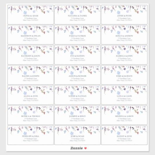 Sticker Adresse de l'invité à la réception de mariage Fleu (Feuille)