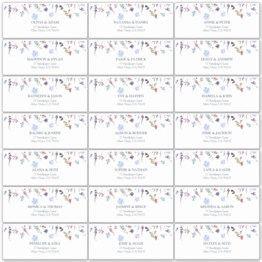 Sticker Adresse de l'invité à la réception de mariage Fleu (Devant)