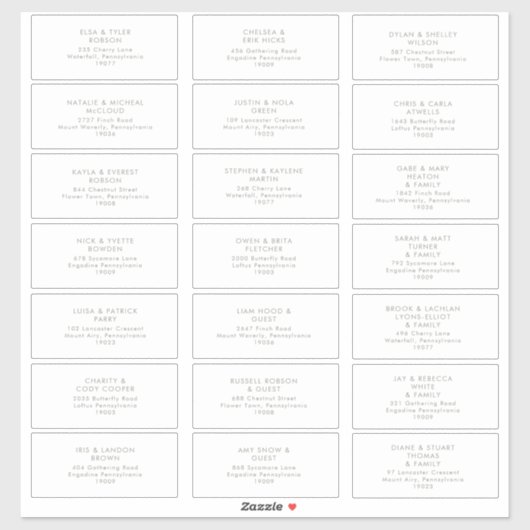 Sticker Adresse de l'invité de la police verte Sage (Feuille)