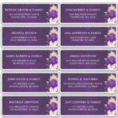Sticker Adresse de l'invité de mariage floral or pourpre r (Devant)