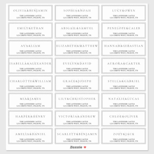Sticker Adresse de mariage formelle simple blanche (Feuille)