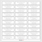 Sticker Adresse de nom d'invité Mariage de script classiqu (Feuille)