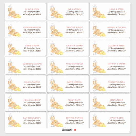 Sticker Adresse des invités pour la soirée de mariage Butt (Feuille)