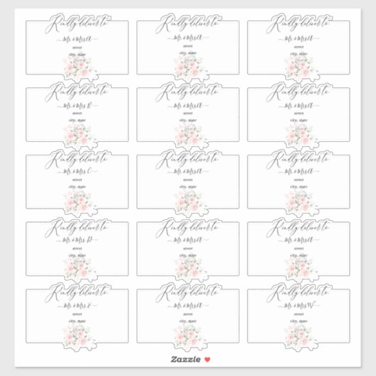 Sticker Adresse d'hôte Rose Delicic Bloom Blush (Feuille)