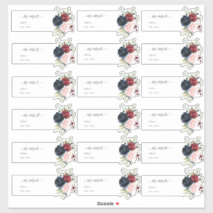 Sticker Adresse d'invité transparente Blush Burgundy Navy