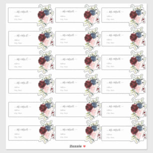 Sticker Adresse d'invité transparente Burgundy Navy