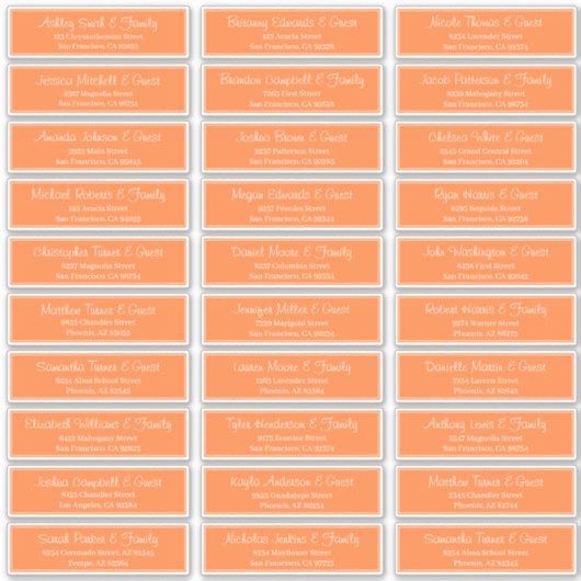 Sticker Adresse du Mariage de script moderne (Devant)