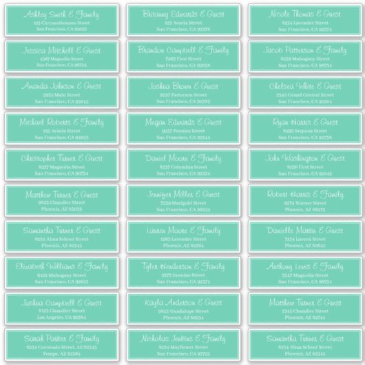 Sticker Adresse du Mariage de script moderne (Devant)