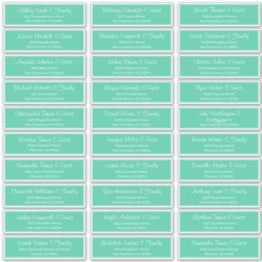 Sticker Adresse du Mariage de script moderne (Devant)