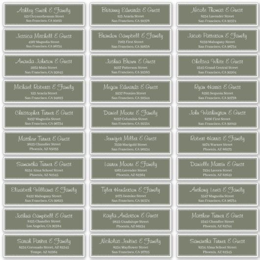 Sticker Adresse du Mariage de script moderne (Devant)