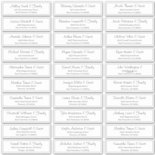 Sticker Adresse du Mariage de script moderne (Devant)