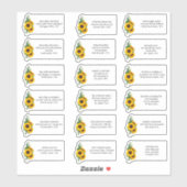 Sticker Adresse du Mariage Rustic Sunflower (Feuille)