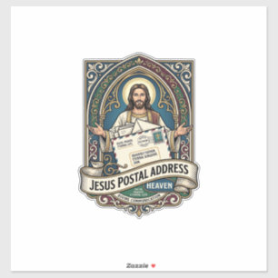 Sticker Adresse postale de Jésus Ciel Adresse postale de J