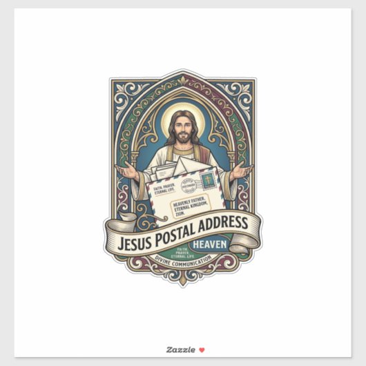 Sticker Adresse postale de Jésus Ciel Adresse postale de J (Feuille)