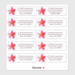 Sticker Adresse postale individuelle Plumeria Flower