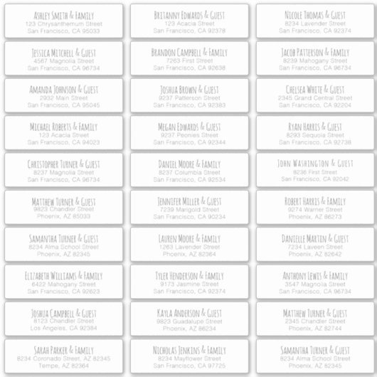 Sticker Adresse simple manuscrite du Mariage invité (Devant)