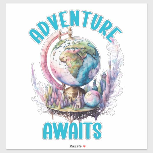 Sticker Adventure Await Watercolor Travel (Feuille)