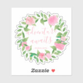 Sticker Adventure Await Watercolor Wreath with Name (Feuille)