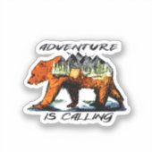 Sticker Adventure Is Calling - Bear Camping Woods Mountain (Recto)