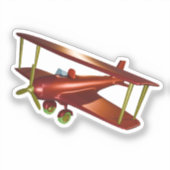 Sticker Aéronautique Rouge Bi-Plane Fun Aviation (Recto)