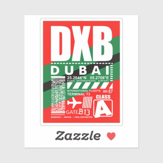 Sticker Aéroport DXB de Dubaï (Feuille)