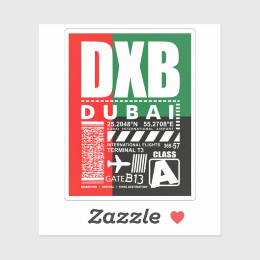Sticker Aéroport DXB Dubai (Feuille)