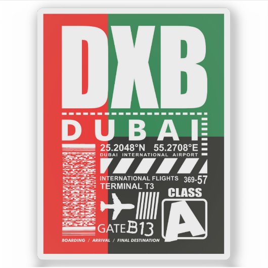Sticker Aéroport DXB Dubai (Devant)
