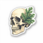 Sticker Aesthetic Goth Grunge Skull Tropical Monstera Leaf (Devant)