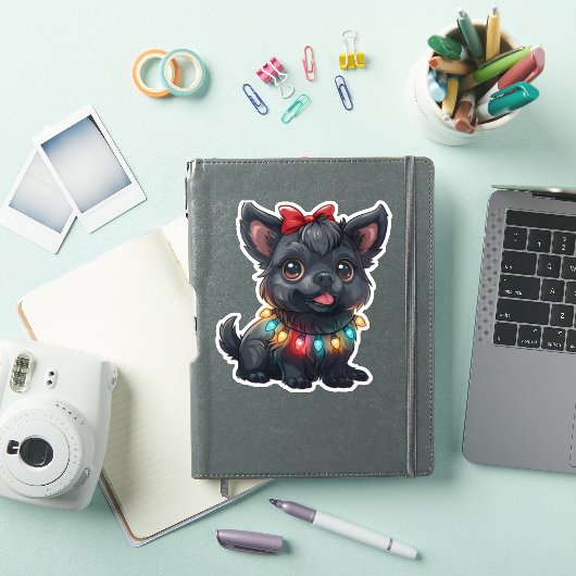 Sticker Affenpinscher espiègle enveloppé dans Noël (Couverture iPad)