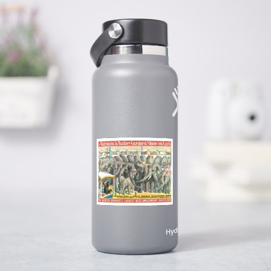 Sticker Affiche De Cirque D'Éléphants Et D'Animaux En Cage (HydroFlask)